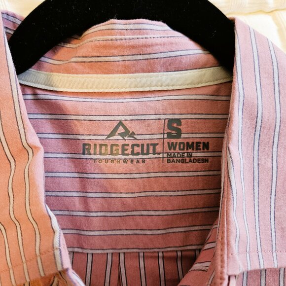 Ridgecut Toughwear Women’s Pink Striped Short-Sleeve Camp Shirt-SMALL - Picture 6 of 9